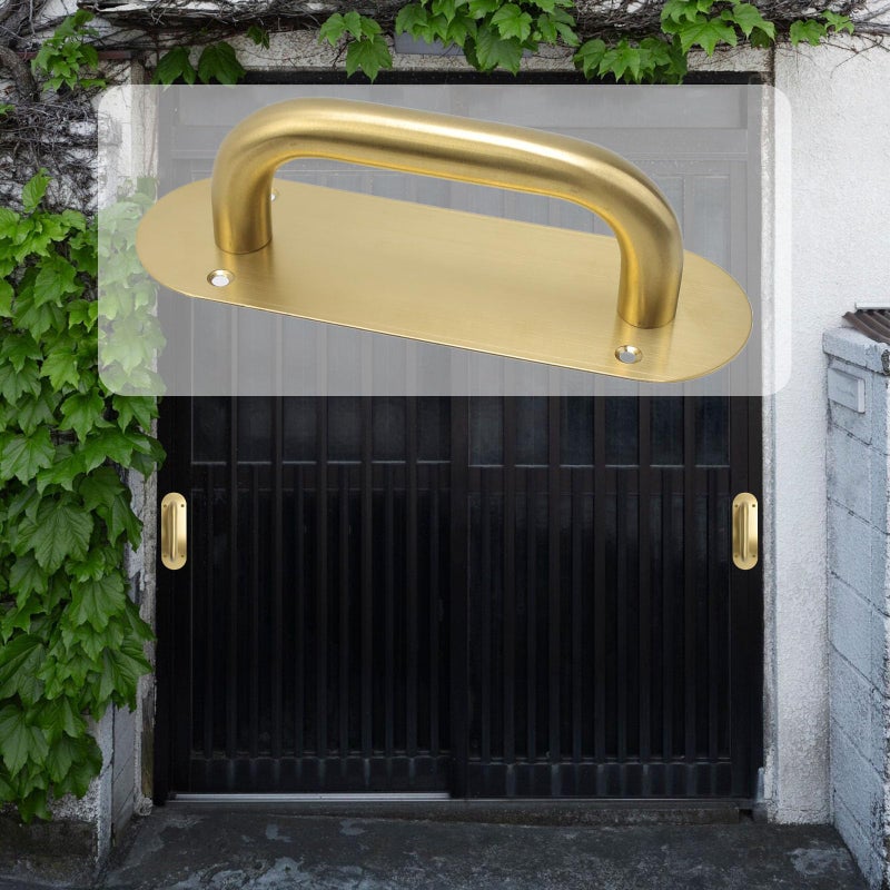 FarBoat 2Pcs 8-Inch Oval Base Commercial Pull Handles - 304 Stainless Steel Pull/Push Handle for Glass, Fire, Entrance/Exit Door (Hole Centre 140mm/5.5inch Gold) - Image 5